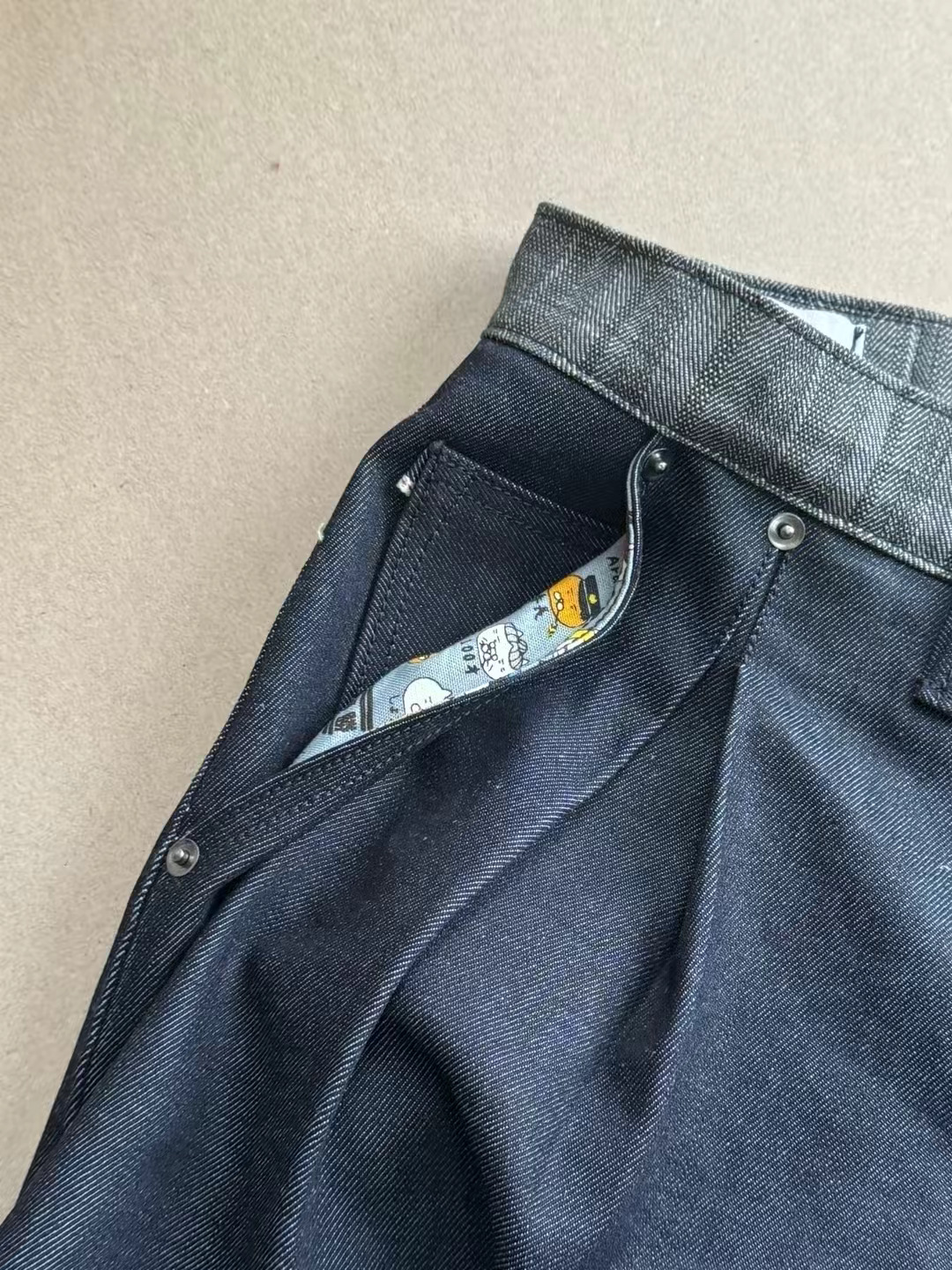 Pleated Denim Shorts view 3